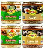 Dhampur Green Spiced Jaggery Powder Variety Pack, Kalimirch + Sonth Jaggery Powder 300g,Haldi + Sonth jaggery Powder 300g ,Herbal Infusion for Kadha 250g , Gur Masala with Organic Jaggery Powder 250g