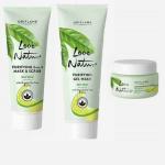 SMART BEAUTY Oriflame LOVE NATURE Purifying Gel Wash, 2-in-1 Mask & Scrub and Mattifying Face Lotion with Organic Tea Tree & Lime (combo of 3) (3 Items in the set)