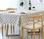 House of Quirk Rectangle Tablecloth Cotton Linen Cover-White Trees (140x180cm)