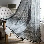 Urban Space Cotton Bohemian Curtains for Window, Pack of 1 Curtain with Stainless Steel Rings  (Bohemian Herringbone Grey, Window -5 feet x 4 feet )