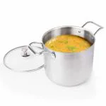 The Indus Valley Triply Stainless Steel Stock Pot with Glass Lid | Large 22cm/8.7 inch, 6.5Ltr, 2.3kg | Induction Friendly | Nonstick 3-Layer Body, 100% Pure & Toxin-Free, No Chemical Coating