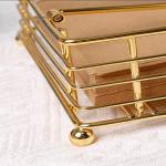 CentraLit Napkin Holder for Dining Table - Square Napkin Holder with Weighted Arm Modern Napkin Holder for Kitchen, Restaurant, Farmhouse, Gold - Diwali Decoration - Hotel Tableware