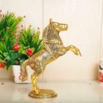 KridayKraft Golden Oxidized Jumping Horse Statue Showpiece for Vastu, Wealth & Decorative for Home,Office,Living Room Gift for Friends,Wedding,Relatives