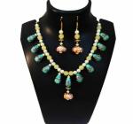 JAYA VISION ENTERPRISES Synthetic Pearl & Light green Lampwork Glass Beads Choker Necklace