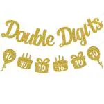 Festiko Double DigIts 10th Birthday Banner, Happy 10th Birthday Decorations 10 Year Birthday Decorations For Kids 10th Birthday Decors 10th Anniversary Party Supplies