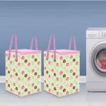 PrettyKrafts L1113 Laundry Basket for Clothes with lid & Handles (Set of 2)(45 LTR) Doughnut pink