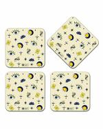 Indigifts Durable Multicolor Square Engineered Wood Coasters (Set of 4)