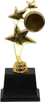 JJH Gold Plastic 3 Star Small Trophy, 7.5 X 3 X 2 Inch