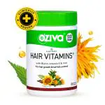OZiva Plant Based Hair Vitamins, 60 capsules | Hair Vitamins for Hair Growth & Better Hair Health with DHT Blocker, Omega-3, Biotin & Vitamin E for Hair, Certified Clean & Vegan