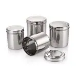 Neelam Stainless Steel 22 Gauge, Deep Dabba/Storage Containers 3650ml, 4600ml, 6100ml,7100ml Set of 4Pcs, Silver