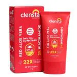 Clensta Red Aloe Vera Daily GLOW SPF 50 Sunscreen With 2% Niacinamide PA++++ UVA/UVB | All Skin Type | Women & Men | 50g