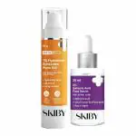 SKIBY Combo: 2% Salicylic Acid Face Serum & 1% Hyaluronic Sunscreen SPF 50 PA++++ - Salicylic Acid Serum for Acne, Sunscreen for Oily Skin, Hydration with Niacinamide & Vitamin E, Silicone-Free