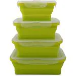 SLINCE Kids Lunch Box Food container Lunch carrier School lunch box Foldable Silicone Rectangle Collapsible Lunch Box Food Storage Containers Tiffin Box dabba Tiffin Cum Lunch Box for Snack, Meal, Fast Food (SET OF 4)