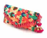 Weshopaholic Multolor Polyster Traditional Ikkat Envelope Purse Clutches