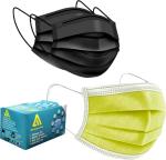 A1 Black, Yellow Non Woven 3 Ply Antiviral And Pollution Face Mask With Nose Cap Combo, Free Size (Pack Of 400)