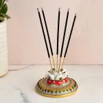 CRAFTAM Marble Made , Kundan Embellished Agarbatti Stand, Incense Stick Stand Holder
