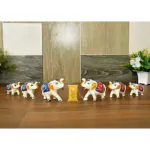 Ashamohar Beautiful Handmade White Elephant Showpiece Figurine 1 Pair Set of 3 for Living Room Home Decor and Gift Purpose Decorative Showpiece - 10 cm  (Paper Mache, White)