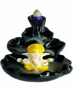 Beckon Venture - Multicolor Handicrafted Smoke Ganesha Water Fountain Backflow Incense Burner With 10 Smoke Backflow Incense Cone In Incense Sticks For Home Smoke Ganesh In Religious Idols