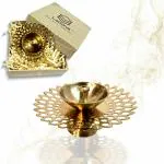 Lamina Decorative Brass Diya for decoration (Set of 10 Small 3inch Golden Round Net)