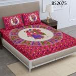 Tamirha Purple 100% Pure Cotton Jaipuri Print Double Bedsheet With 2 Pillow Cover