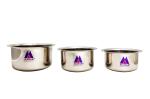 MAYFAIR+ Combo Of Stainless Steel Round Bottom Tope/Patila/Curry Pot/Milk Pot Set Of 3 18cm, 19.5cm & 22.5cm