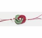 My Little Princess Handmade Light Green, Pretty Pink Silk Round Rakhi Set for Men, Boys
