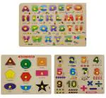 APPSTER Colorful Wooden Puzzle Toy for Kids Jigsaw Puzzles for Adults Baby Learning Educational Toys Board Game (ABCD + Shape & Color + Number)