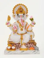 Daksh Enterprises Marble Lord Ganesha Idol Ganpati God Ganesh Home Décor Statue Spiritual Puja Decorative Showpiece - 33 cm  (Marble, White)