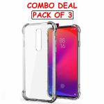 Kite Digital Redmi K20 Transparent Bumper Shock Proof Corner Soft TPU Silicone Flexible Back Case Cover (Pack of 3)