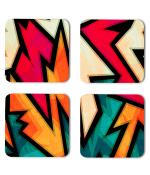 Whats Your Kick Vector Pattern Water Color Pattern Design Printed Set of 4 Coaster With Metal Stand