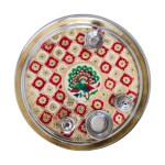 GOKHARIDI Stainless Steel Pooja Thali Meenakari Decorative Pooja Thali Handmade Pooja dish Traditional aarti thali (Pack of 1, Multicolor)