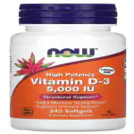 NOW Foods, Vitamin D-3, High Potency, 125 mcg (5,000 IU), 240 Softgels