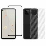 Kite Digital Google Pixel 4A Back Screen Protective Film Carbon Fiber Skin Transparent Screen Guard Sticker + 5D/6D/11D/21D Black Premium Tempered Glass Screen Protector