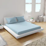 The Hive 100% Cotton Bedsheet Bed Spread for King Bed, (70 X 80 Inches) with 2 Pillow Covers | 300 TC (Bed Spread Twilight 300TC K STRIPEFIT )