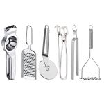 DreamBasket Lemon Squeezer & Grater & Pizza Cutter & Pakkad & Chimta & Potato Masher for Kitchen