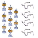 K D ENTERPRISE Yellow Stainless Steel Diamond Curtain Bracket Parda Holder With Support 1 Inch Rod Pocket Finials Designer Door And Window (Pack Of 4 Pair