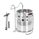 First Front Stainless Steel Regular Gas Lighter | Knife With Stainless Steel Cutlery Holder With Stand and Multicolour, Pack of 2
