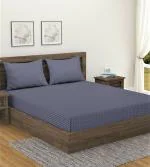 Home Sizzler 300TC Cotton Grey Satin Striped Single Bedsheet with 1 Pillow Cover, 90