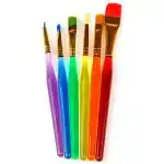 Qatalitic Brush Set Of 6 Different Sizes Synthetic Flat Paint Brush For Oil, Acrylic &Amp; Gouaches Assorted Paint Brushes