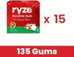Ryze Nicotine Gum 2mg | Pan Masala,9 count (135 Gum) Smoking Cessations (Pack of 15)