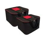 PerfectKrafts Nylon Big Blanket Covers Storage Bag Moisture proof clothes storage organizer with zippered closure & handle with dimension 54 * 46 * 28 CM(BlackRed,Pack of 2)