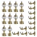 GLOXY ENTERPRISE Single Diamond Aluminium curtain brackets for curtain Designer Parda Holder with Support 1 Inch Curtains Rod Pocket Finials and Support Fittings for Door & Window(Antique, 5 Pair)