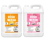 FLISKO Dishwash Liquid Orange 5L And Pink 5L Natural, Plant Based, Biodegradable, Non Toxic, Eco-Friendly, Herbal