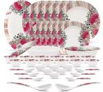 WCSE 43pcs Melamine City gold Pink printed premium quality Round shape Dinner Set