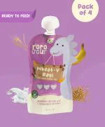 Rorosaur Baby Food, Puree with Ragi, Wheat, Banana, Milk | Instant healthy food | No added sugar, No added salts, Made with natural grains |Pack of 4 |100 g each