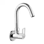 Cliquin Kitchen Sink Faucet with 360 Swivel Spout, Chrome Finish, 10 Year Warranty, Ceramic Cartridges, Wall Mounted