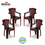 MAHARAJA Heritage for Home,Office | Comfortable | ArmRest | Bearing Capacity upto 200Kg Plastic Outdoor Chair  (Rosewood, Set of 4, Pre-assembled)
