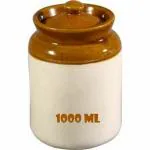 HC THE CRAFTS Ceramic Storage Jar For Pickle Achar Barni Cannister (1 KG Pack of 2)