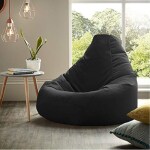 Ink craft Protective Liner Leatherette 4XL Bean Bag Chair Cover for Living Room-(Black)