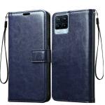 Juberous Vintage Leather Finish Flip Cover for Realme 8 4G/8 Pro | Inside Pockets & Inbuilt Stand | Wallet Style Back Case | Magnet Closure (Blue)